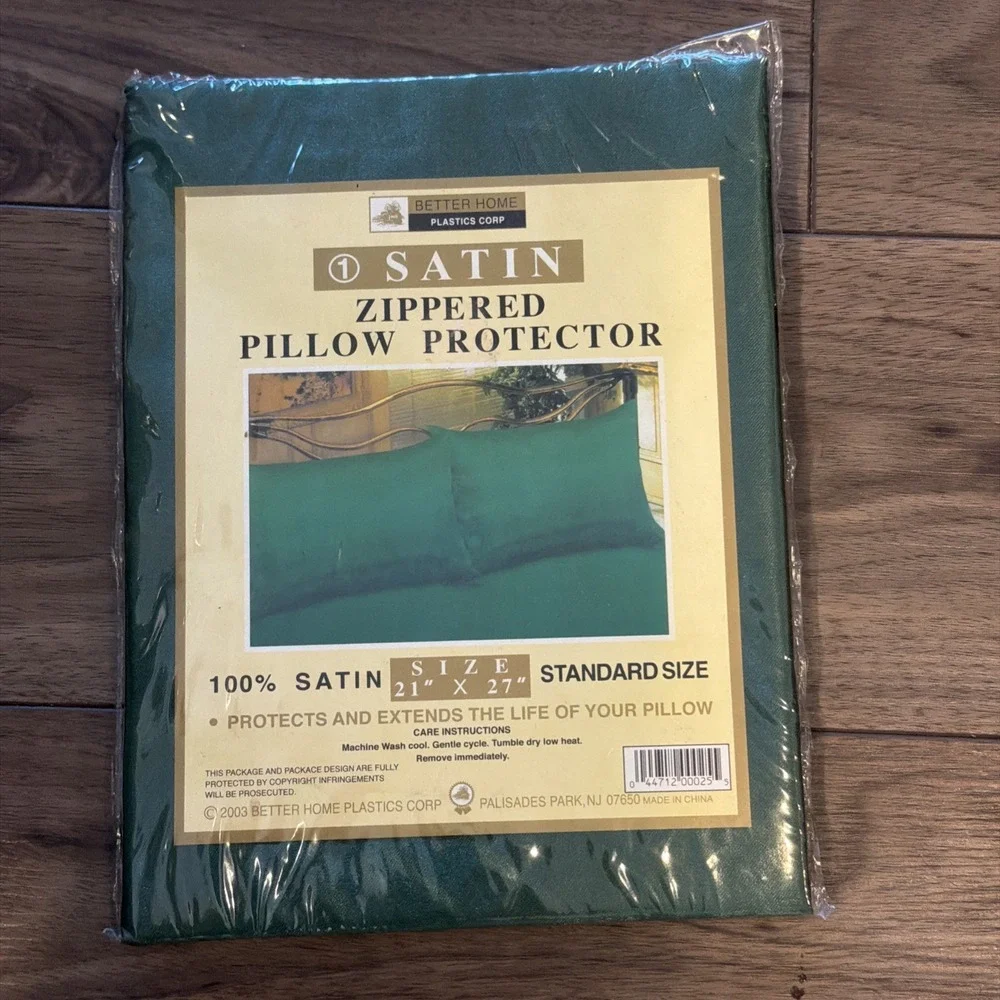 Vintage Satin Pillow Protector Zippered Standard Pillowcase Green Better Home